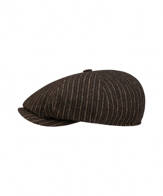 8-Panel Cap Woolen Stripe | Bruin Melange streep