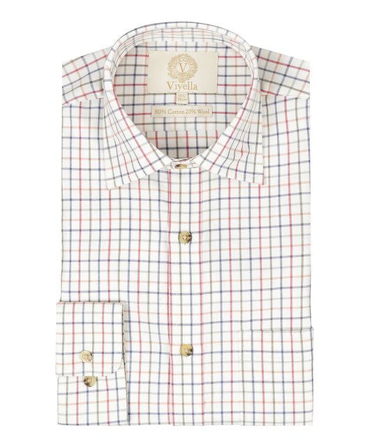 Shirt | Wit kleine ruit Rood/Groen/Blauw/Oranje