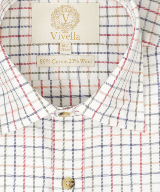 Shirt | Wit kleine ruit Rood/Groen/Blauw/Oranje