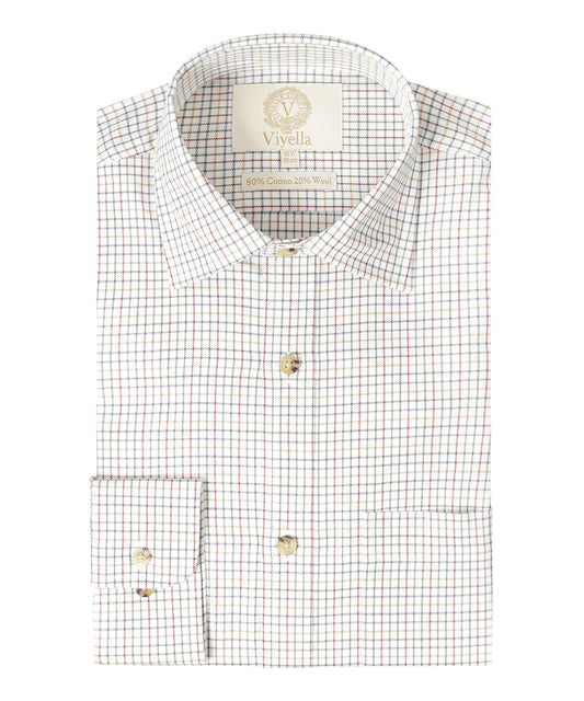 Shirt | Wit mini ruit Rood/Groen/Blauw/Oranje