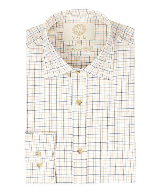 Shirt | Wit mini ruit Paars/Blauw/Rood/Oranje