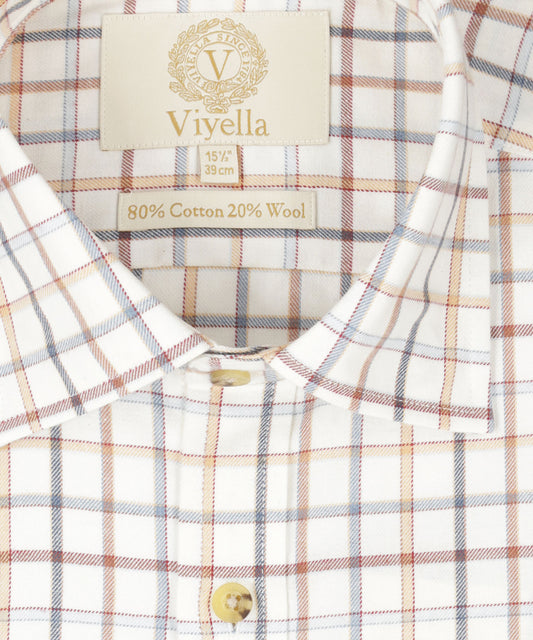 Shirt | Wit ruit Rood/Navy/Blauw/Geel