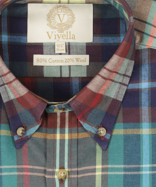 Shirt BD | Combi ruit Aqua/Rood/Blauw/Geel
