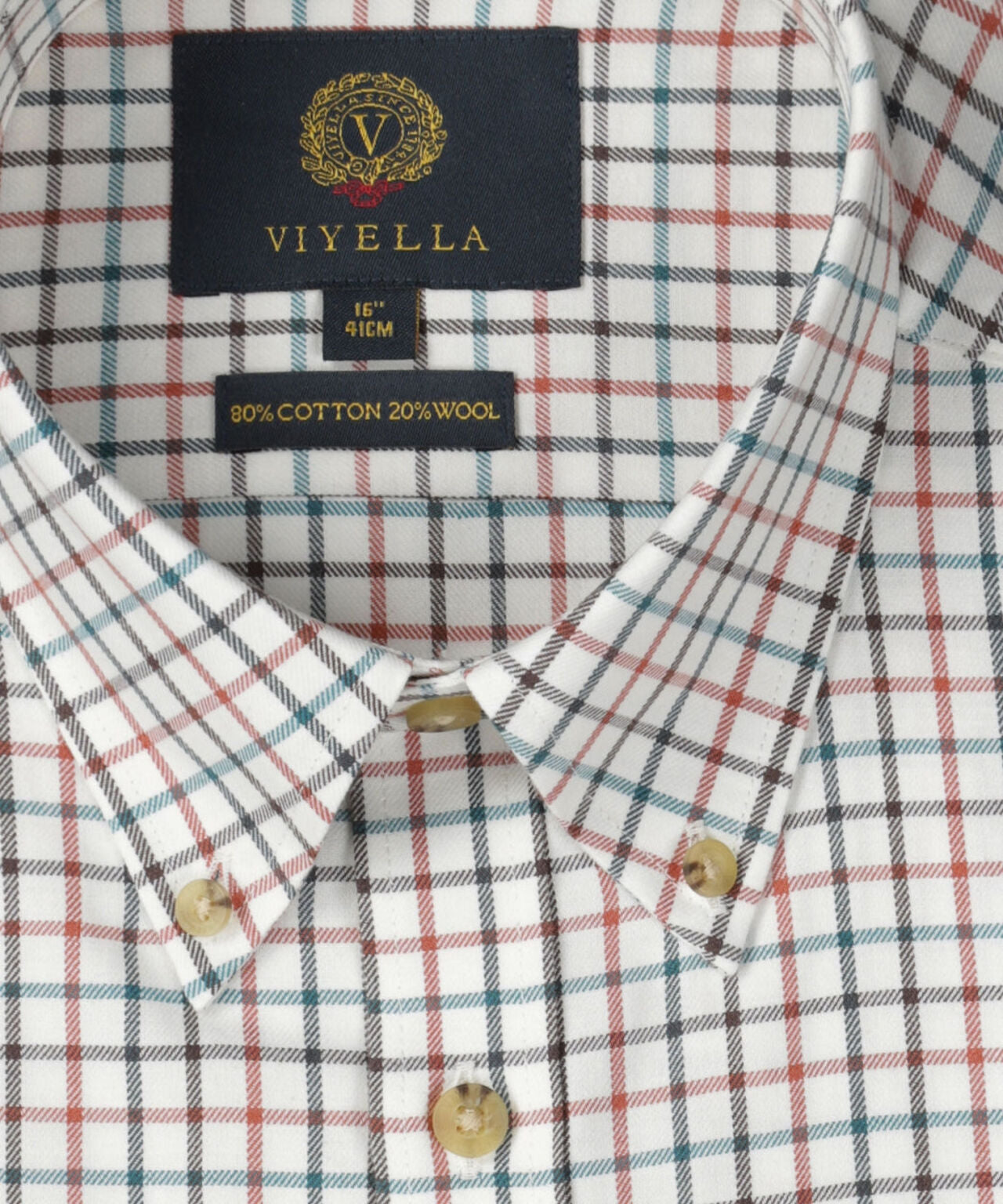 Shirt BD | Kleine ruit Bruin/Turquoise/Rood