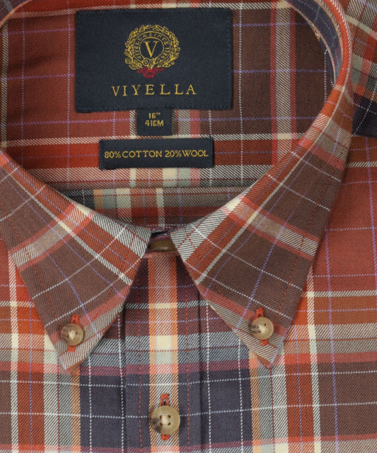 Shirt BD | Combi ruit Bruin//Paars/Blauw