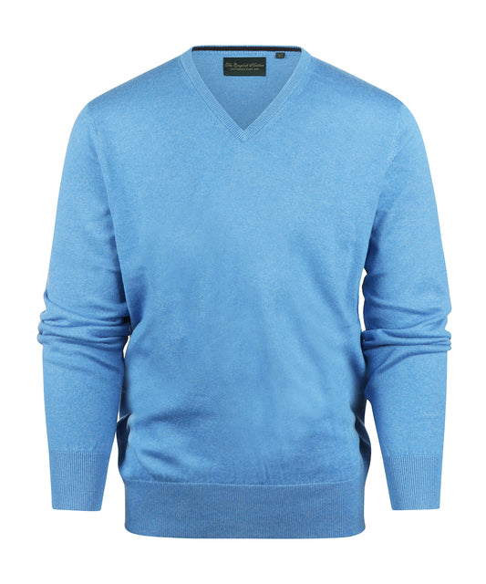 Pullover V-Hals Cotton/Cashmere | Ijs Blauw