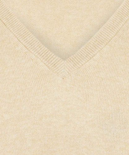 Pullover V-Neck Cotton/Cashmere | Beige