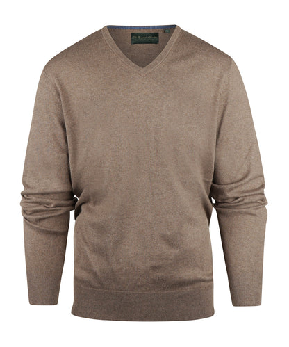 Pullover mit V-Ausschnitt, Baumwolle/Kaschmir | Braun