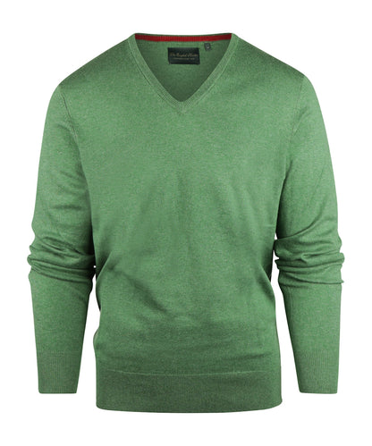 V-Ausschnitt-Pullover aus Baumwolle/Kaschmir | Grün
