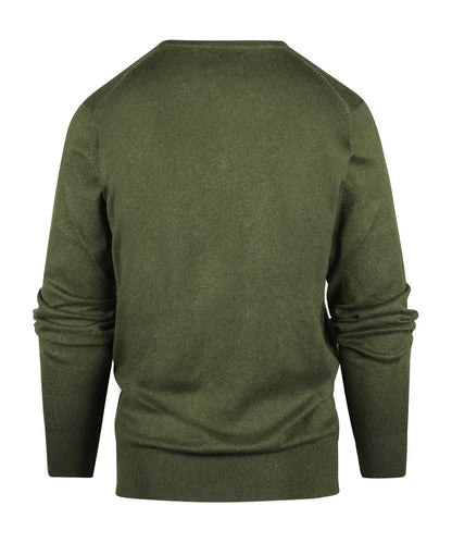 V-Ausschnitt-Pullover aus Baumwolle/Kaschmir | Grün