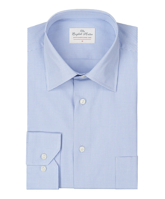 Shirt Semi Widespread | Licht Blauw Micro Ruit