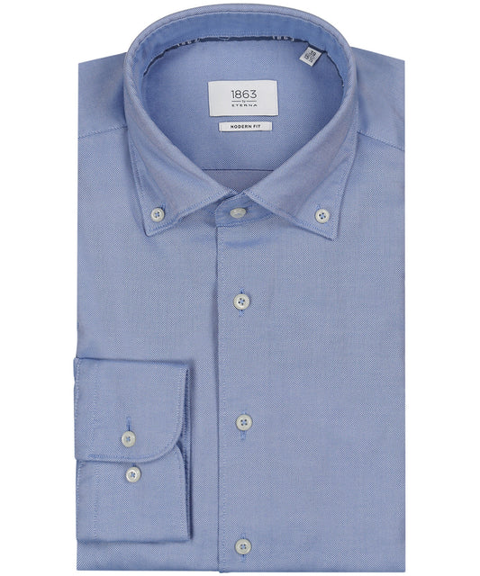 Shirt Button Down | Blauw micro textuur