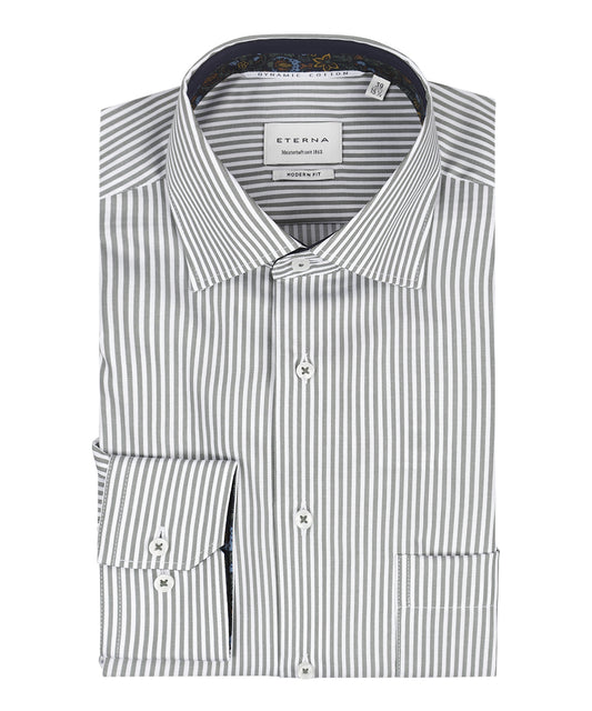 Shirt Normaal boord | Groen/Wit streep