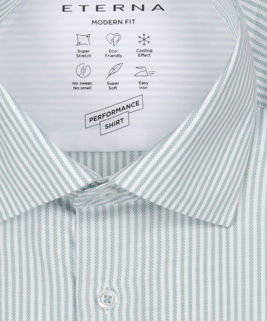 Shirt Normaal boord | Groen/Wit streep Oxford