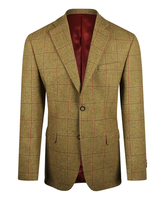 Kolbert Lovat Tweed | Groen met Bordeaux ruit