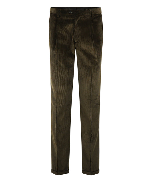 Corduroy Pantalon Brede Rib | Donkergroen