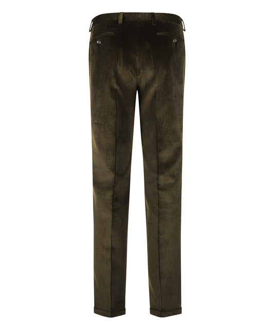 Corduroy Pantalon Brede Rib | Donkergroen