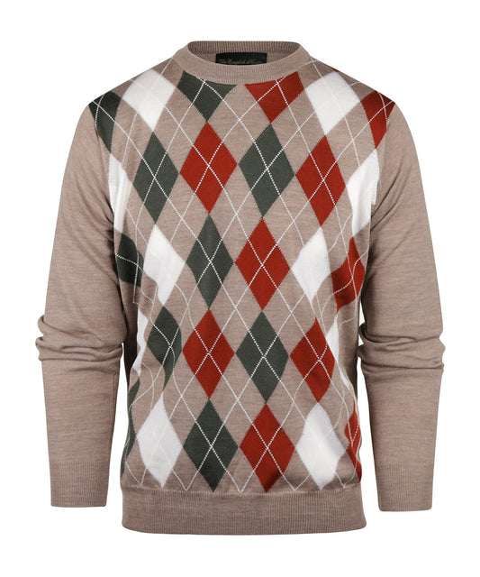 Merino Ronde Hals Ruit Pullover | Castoro
