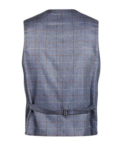 Gilet Zijde | Blauw melange ruit