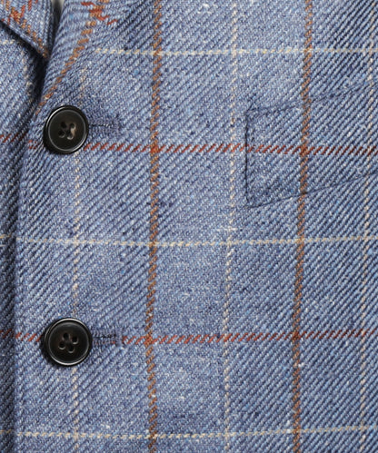 Gilet Zijde | Blauw melange ruit