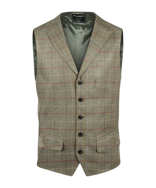 Gilet Zijde | Groen Bruine ruit