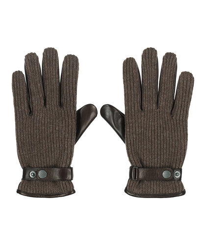 Glove Wool with Leather Rally | Brown