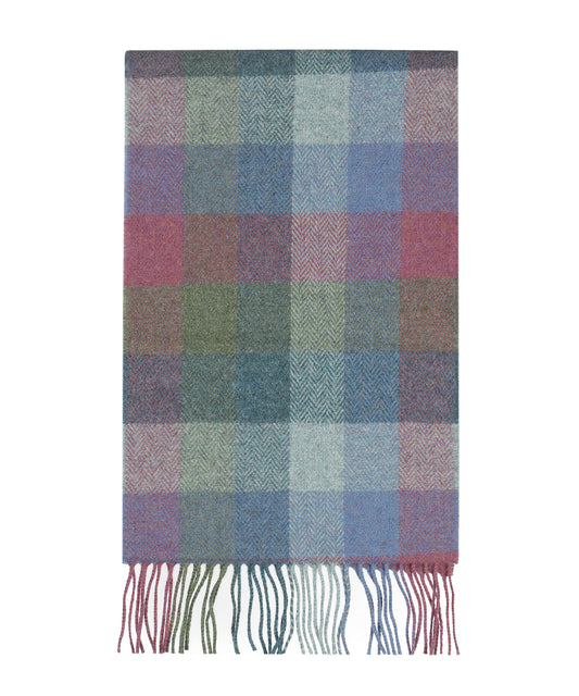 Lambswool Sjaal 30X210CM | Groen Roze Multi Blok Ruit