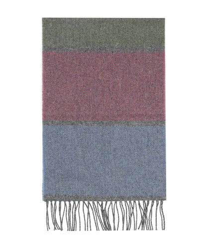Lamswollen Sjaal | Mosgroen Denim Rood blok