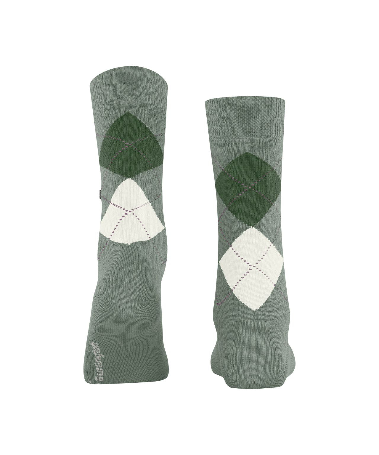Marylebone Dames Sokken | Sage Green/White diamond check