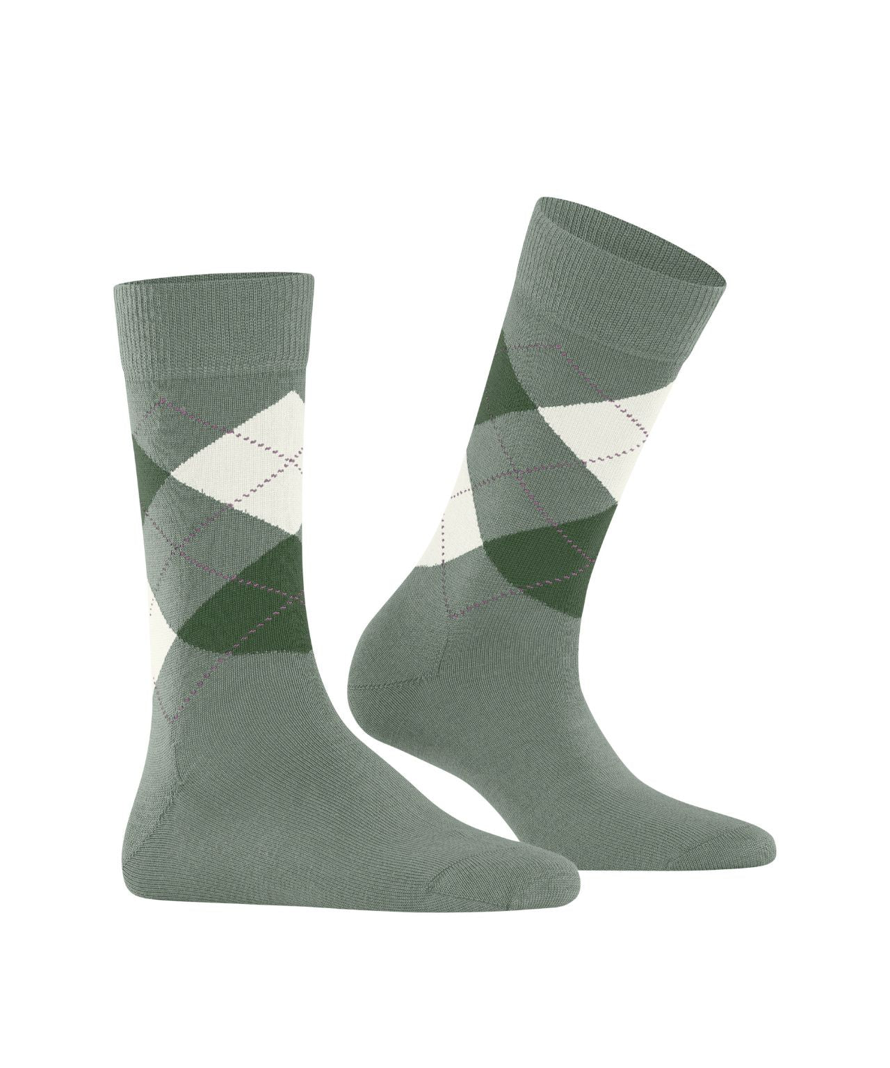 Marylebone Dames Sokken | Sage Green/White diamond check