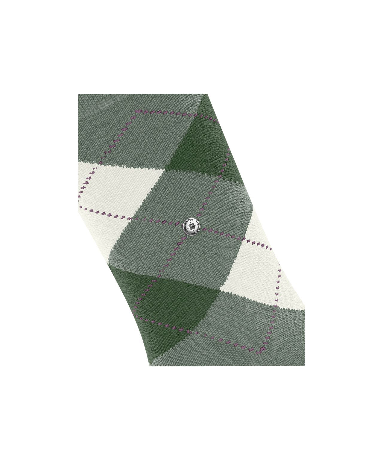 Marylebone Dames Sokken | Sage Green/White diamond check