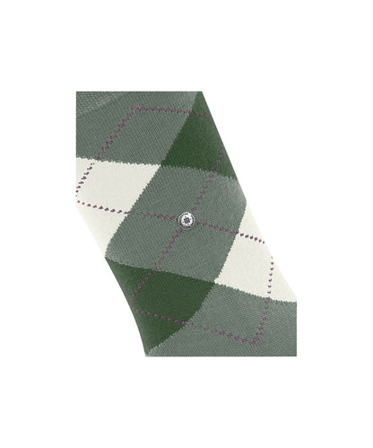 Marylebone Dames Sokken | Sage Green/White diamond check