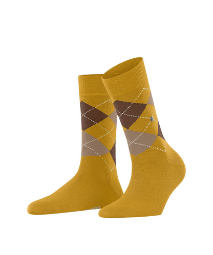 Marylebone Dames Sokken | Ocre/Brown/Sand diamond check
