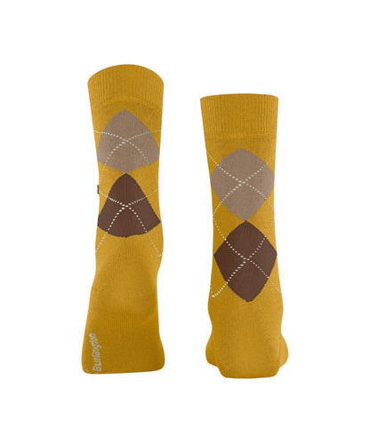 Marylebone Dames Sokken | Ocre/Brown/Sand diamond check