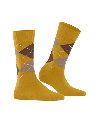 Marylebone Dames Sokken | Ocre/Brown/Sand diamond check