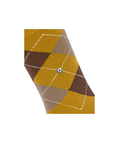 Marylebone Dames Sokken | Ocre/Brown/Sand diamond check