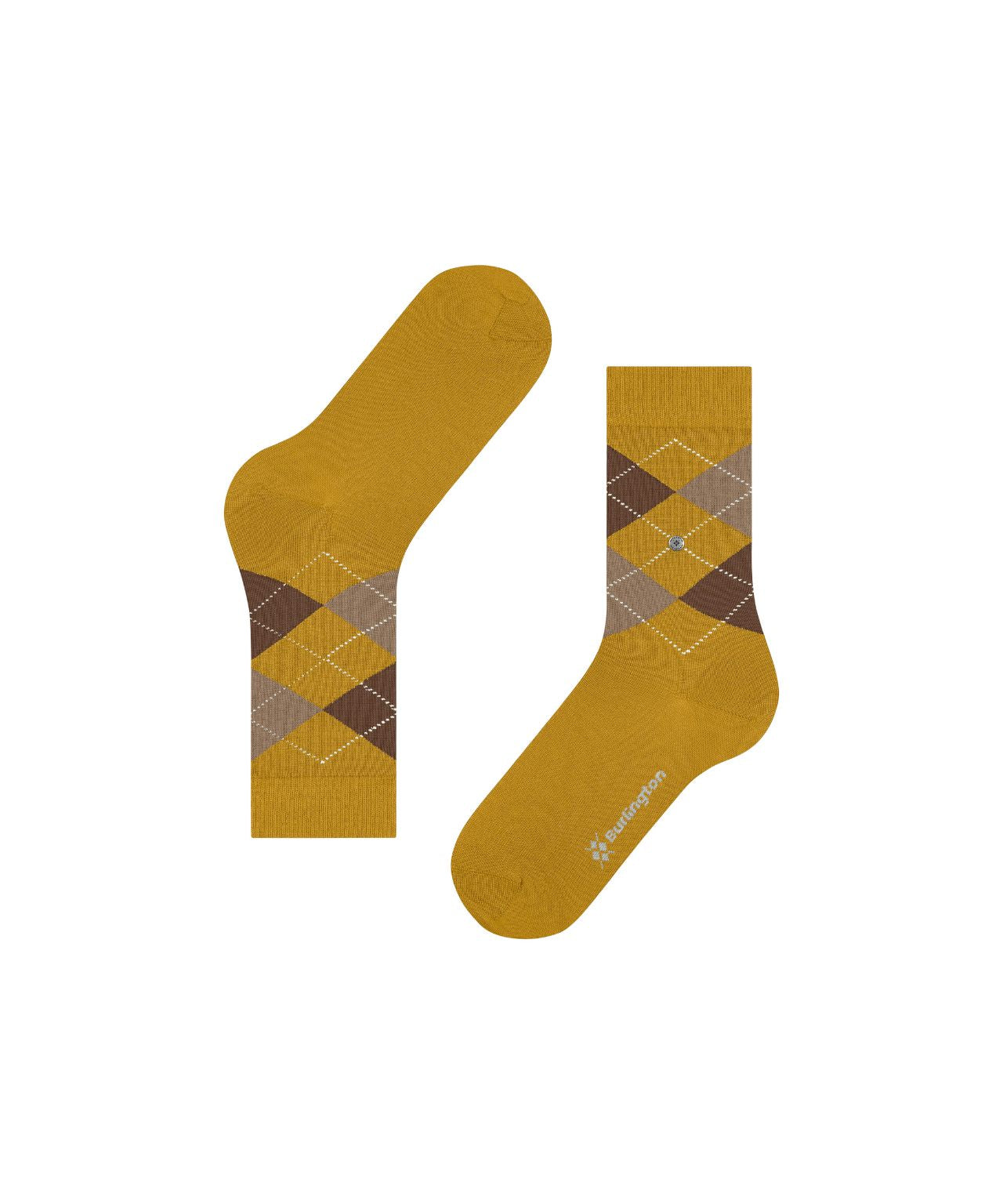 Marylebone Dames Sokken | Ocre/Brown/Sand diamond check