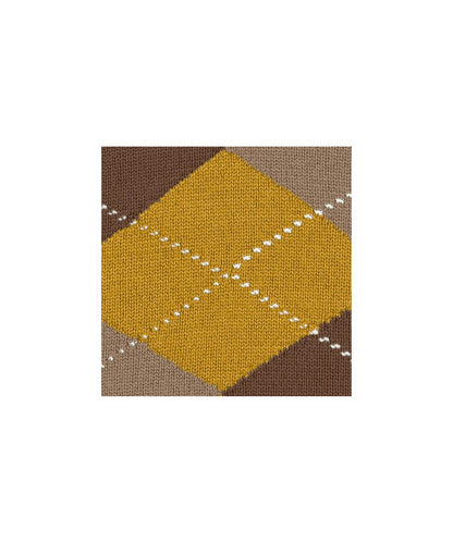 Marylebone Dames Sokken | Ocre/Brown/Sand diamond check