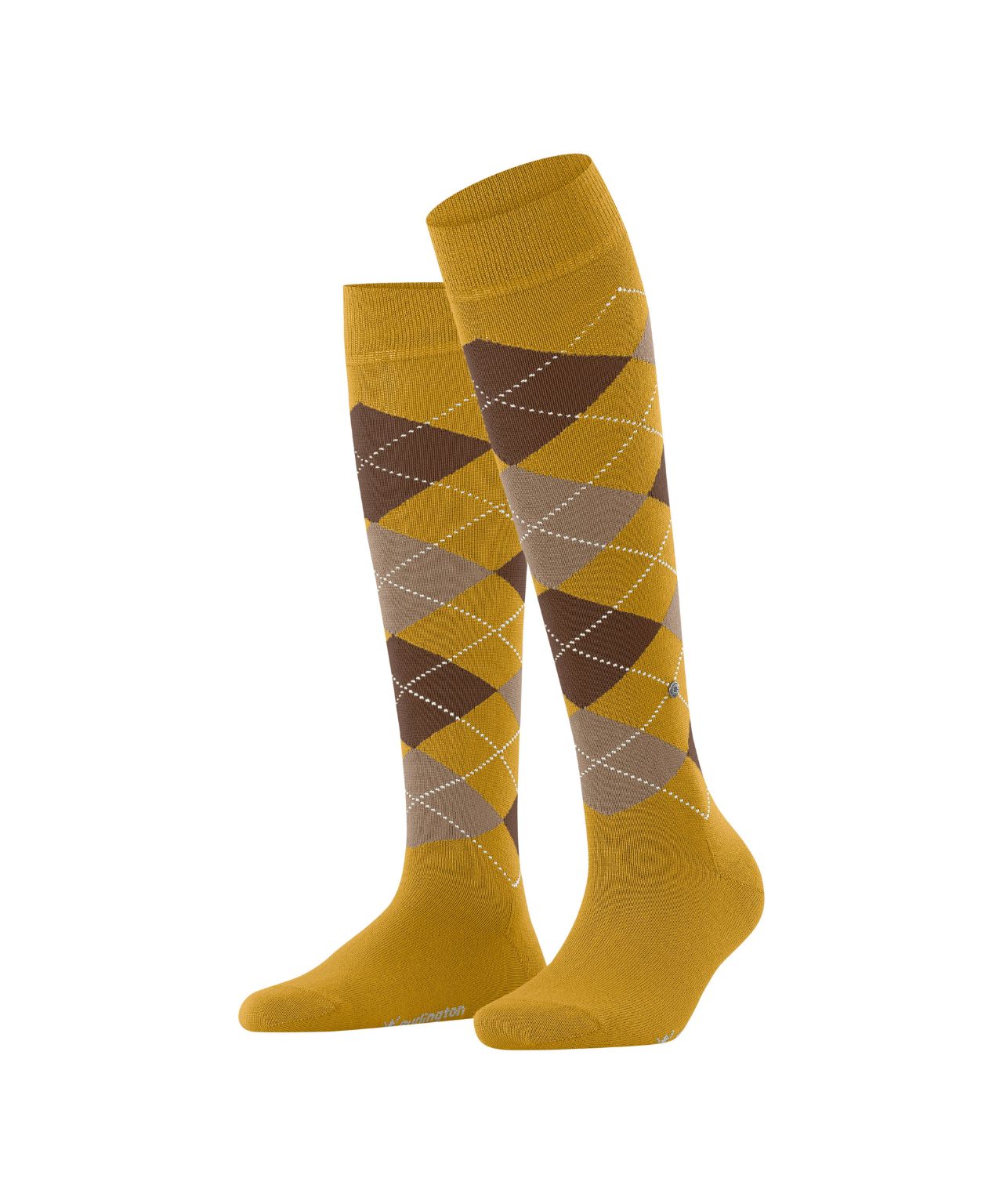 Marylebone knielang | Yellow/Brown/Sand diamond check