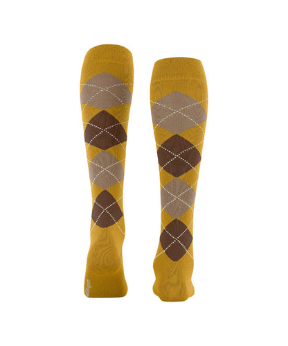 Marylebone knielang | Yellow/Brown/Sand diamond check
