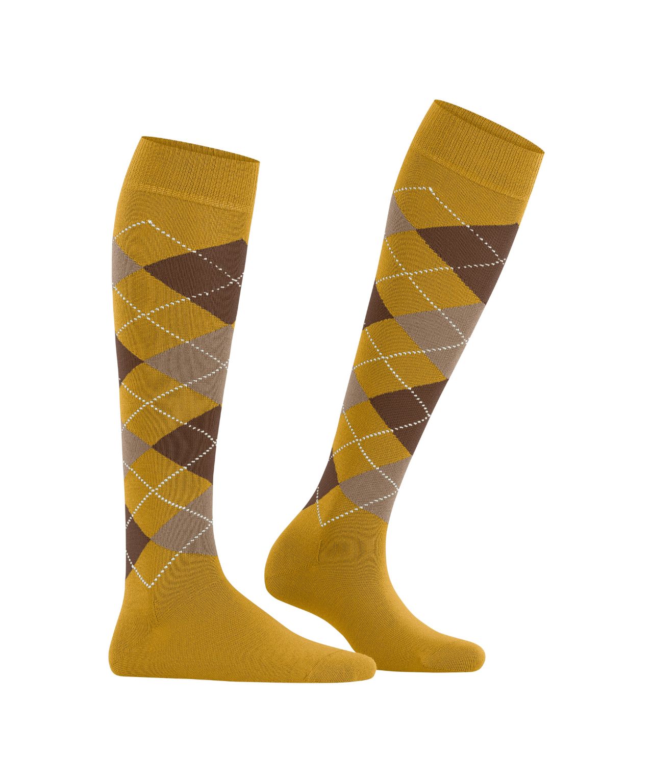 Marylebone knielang | Yellow/Brown/Sand diamond check