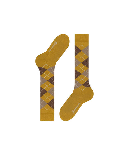 Marylebone knielang | Yellow/Brown/Sand diamond check