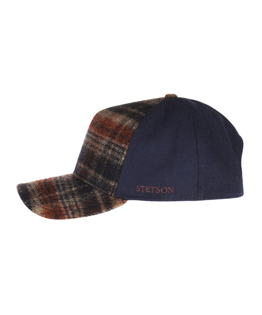 Trucker Cap Wool Check | Navy/Bruin Melange ruit