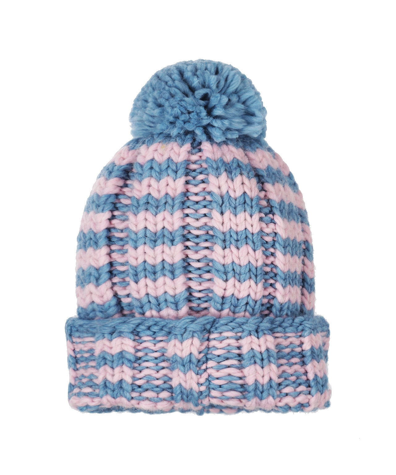 Beanie Stripes | Blauw/Roze streep