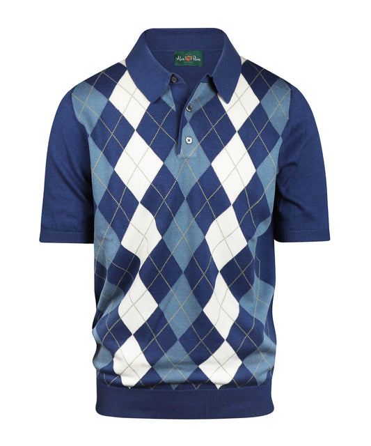 Polo korte mouw | Blue Diamond Checked