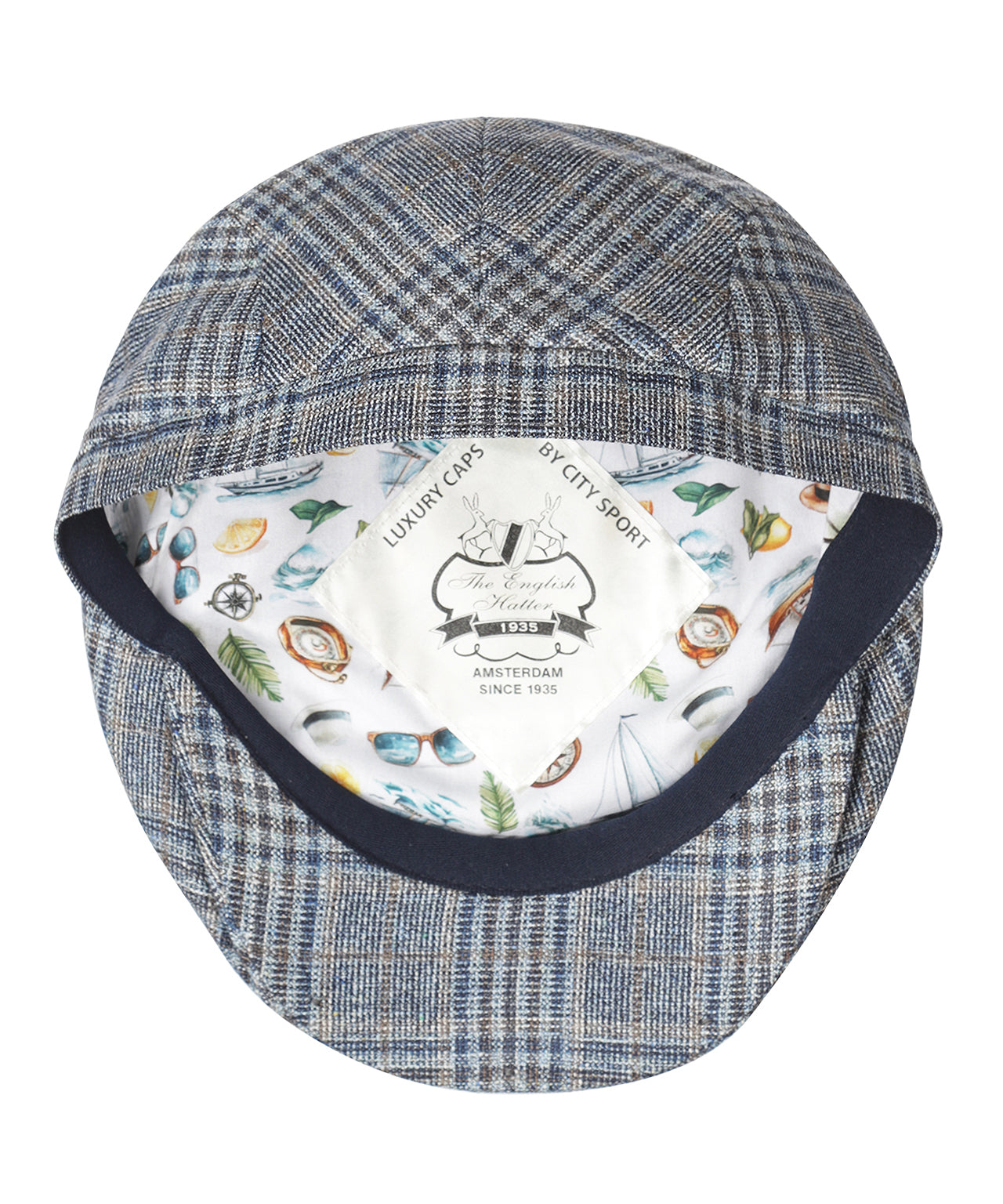 Klassieke Cap 72% Zijde 28% Wol | Blauw Ruit