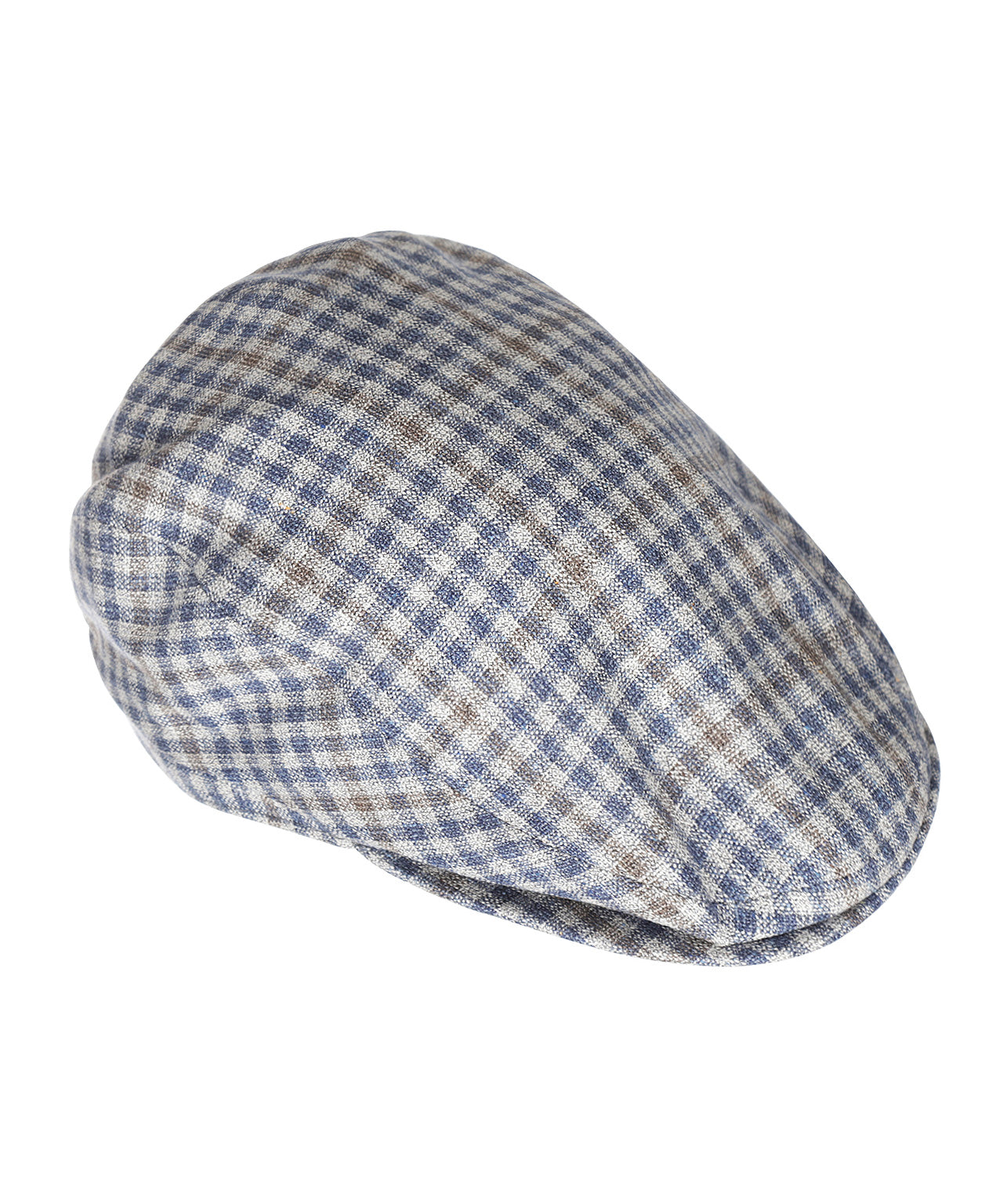 Klassieke Cap 72% Zijde 28% Wol | Blauw Bruin Ruit