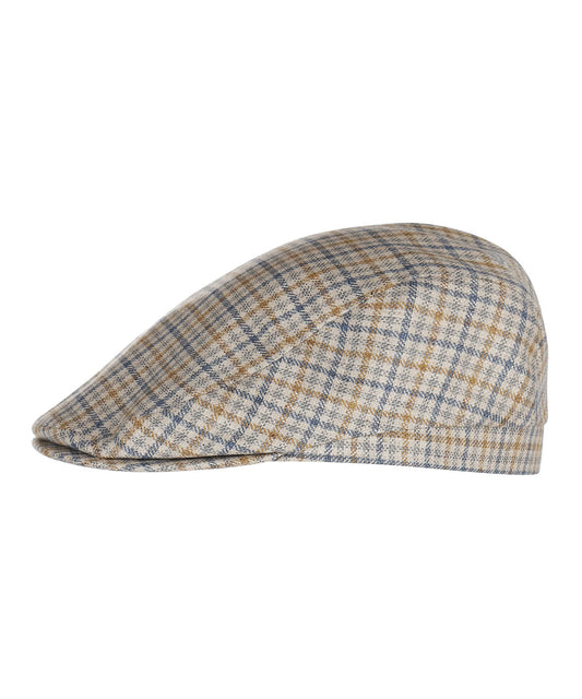Klassieke Cap 53% Zijde 47% Wol | Navy Oker Ruit