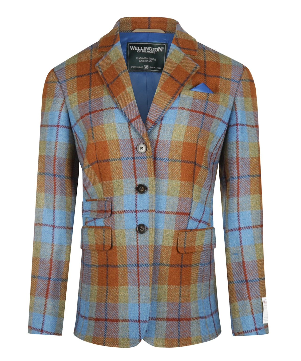 Harris Tweed Colbert Dames | IJsblauw Terracotta Ruit