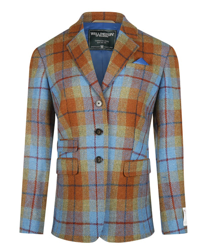 Harris Tweed Colbert Dames | IJsblauw Terracotta Ruit
